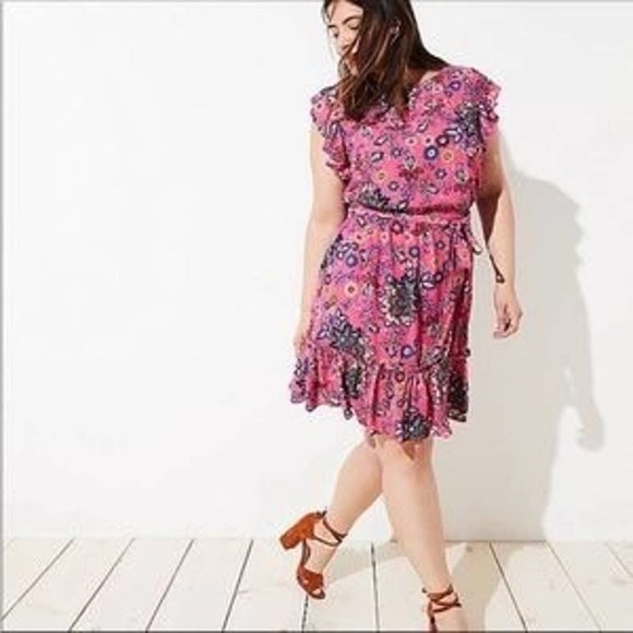 LOFT Pink Floral Dress - Picture 1 of 8